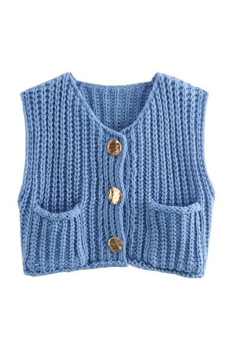 Crochet Sweater Vest Top // Blue