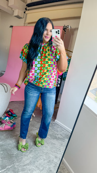 POP OF COLOR RETRO BLOUSE | SALE