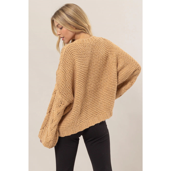 Cable Knit Oversized Sweater // Camel