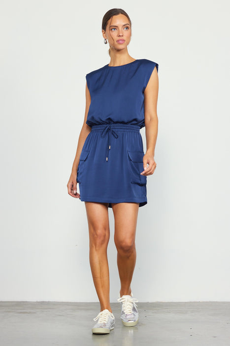 Silky Cargo Mini Dress // Navy Blue