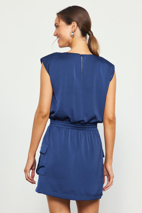 Silky Cargo Mini Dress // Navy Blue