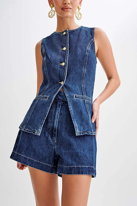 The Carly Sleeveless Denim Set