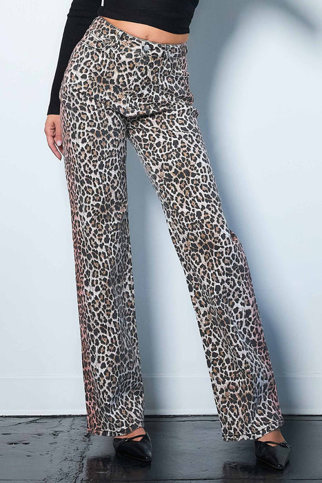 Leopard Wide Leg Jeans