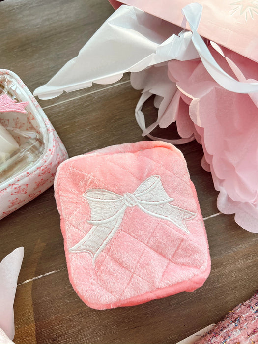 Mini Pink Velvet Bow Pouch