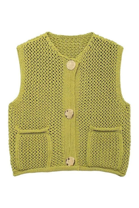 Knit Sweater Vest Top // Green