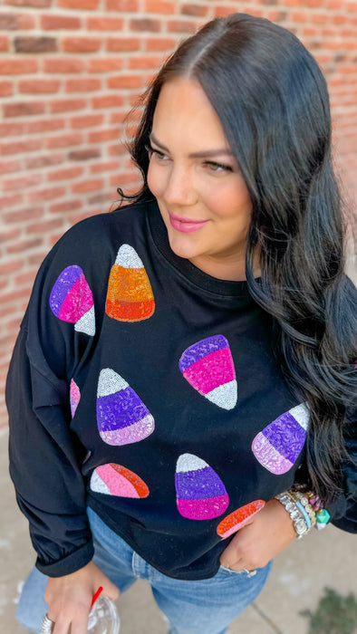 SEQUIN CANDY CORN TOP // SALE!