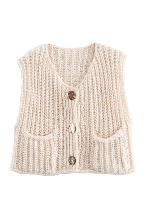 Crochet Sweater Vest Top // Ivory