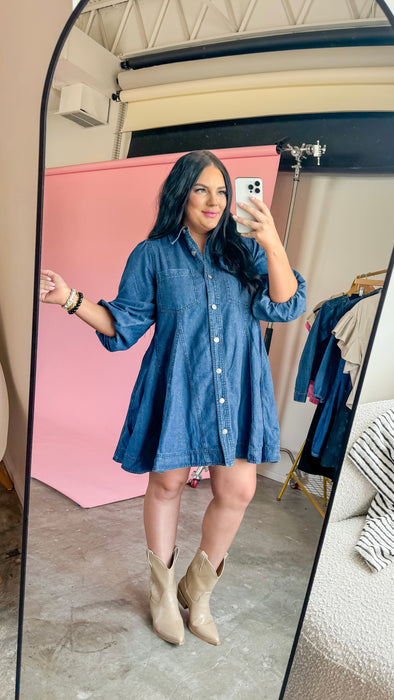 THE MEG DENIM DRESS IN DARK WASH