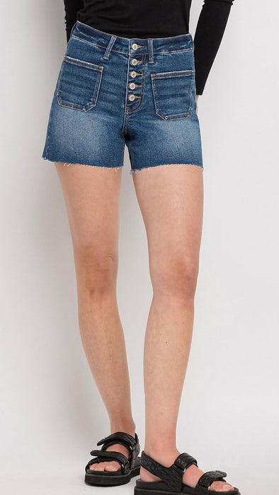 DARK WASHED FRONT POCKET SHORTS