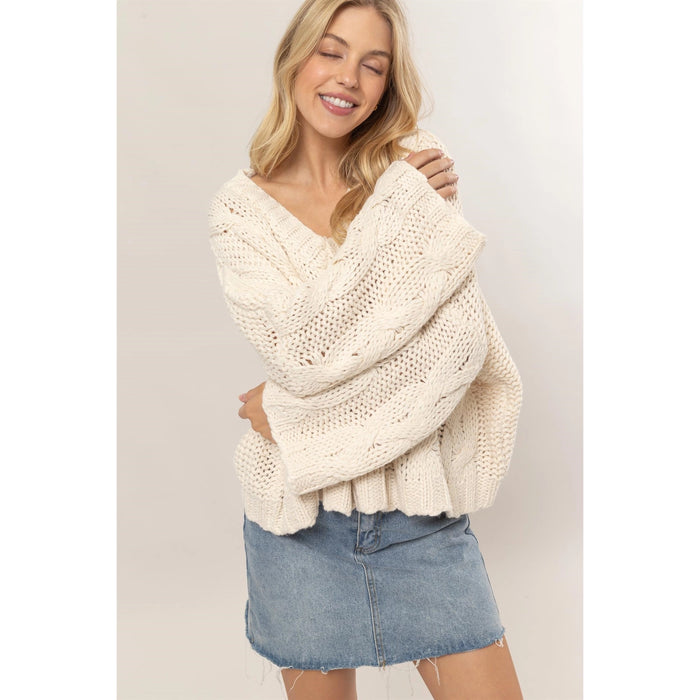 Cable Knit Oversized Sweater // Ivory