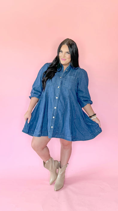 THE MEG DENIM DRESS IN DARK WASH