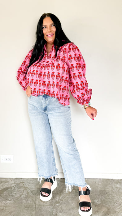 RAW HEM ROSEBUD BLOUSE | SALE