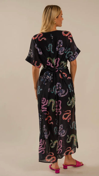 BLACK SNAKE PRINT KAFTAN | SALE