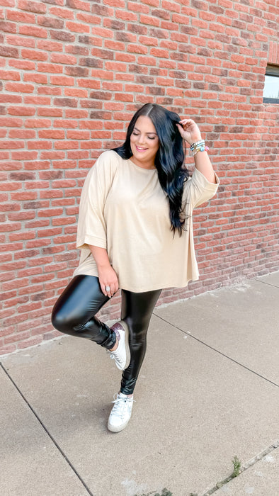 EFFORTLESS DOLMAN TUNIC TOP IN LIGHT TAN