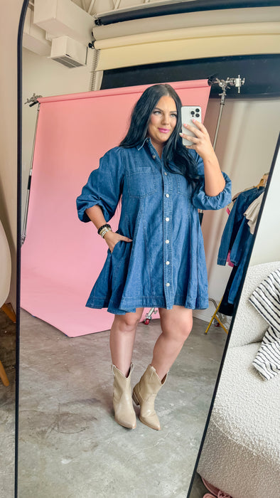 THE MEG DENIM DRESS IN DARK WASH