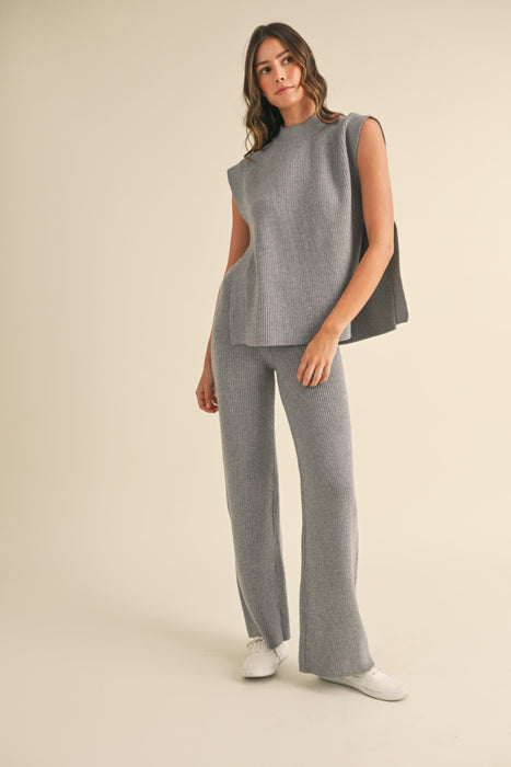 GREY SWEATER KNIT PANT SET